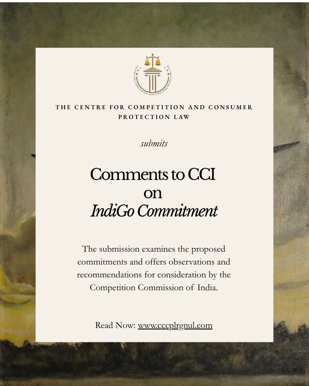 Cover of Comments on the Commitment Application submitted by InterGlobe Aviation Limited (IndiGo) in Case No. 44 of 2025